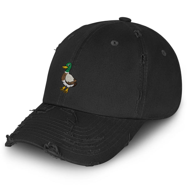 Duck Vintage Dad Hat Frayed Embroidered Cap Bird Lake