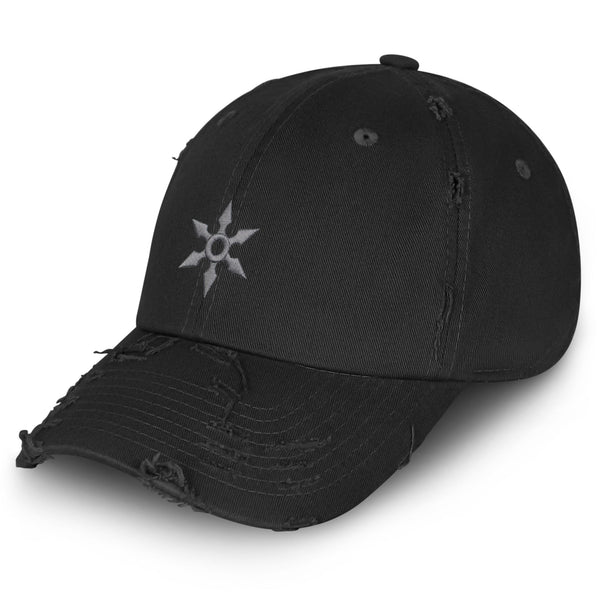 Ninja Star Vintage Dad Hat Frayed Embroidered Cap Throwing