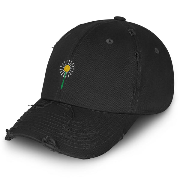 Dandelion Vintage Dad Hat Frayed Embroidered Cap Flower