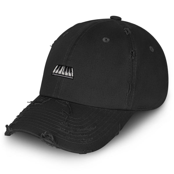 Piano Vintage Dad Hat Frayed Embroidered Cap Music