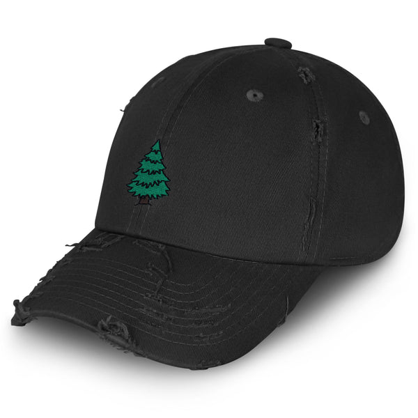 Pine Tree Vintage Dad Hat Frayed Embroidered Cap Forest Camping