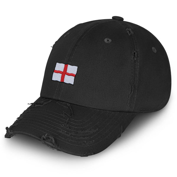 England Flag Vintage Dad Hat Frayed Embroidered Cap Fluttering