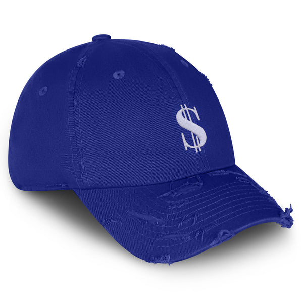 Dollar Sign Vintage Dad Hat Frayed Embroidered Cap Money Cash