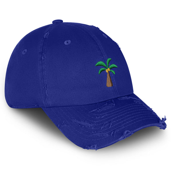 Palm Tree Vintage Dad Hat Frayed Embroidered Cap Coconut