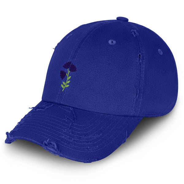 Purple flower Vintage Dad Hat Frayed Embroidered Cap Purple Floral