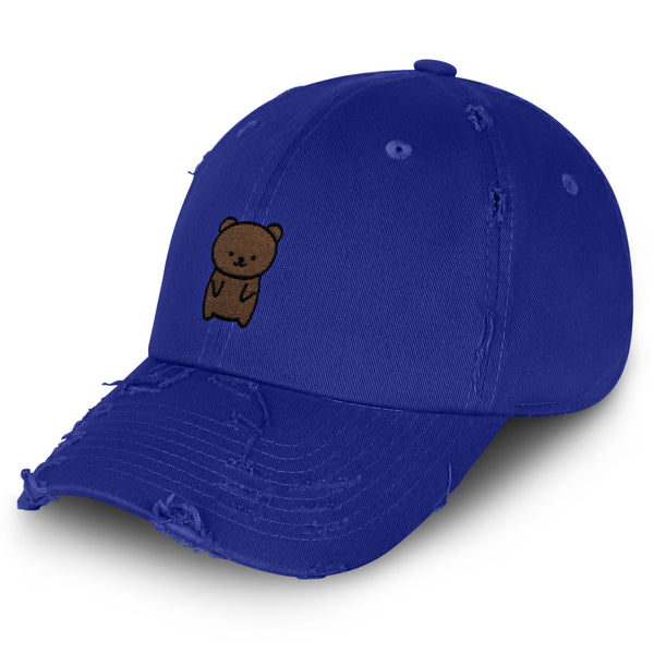 Bear Vintage Dad Hat Frayed Embroidered Cap Teddy Bear Brown