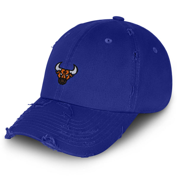 Bulls Vintage Dad Hat Frayed Embroidered Cap Animal, Basketball