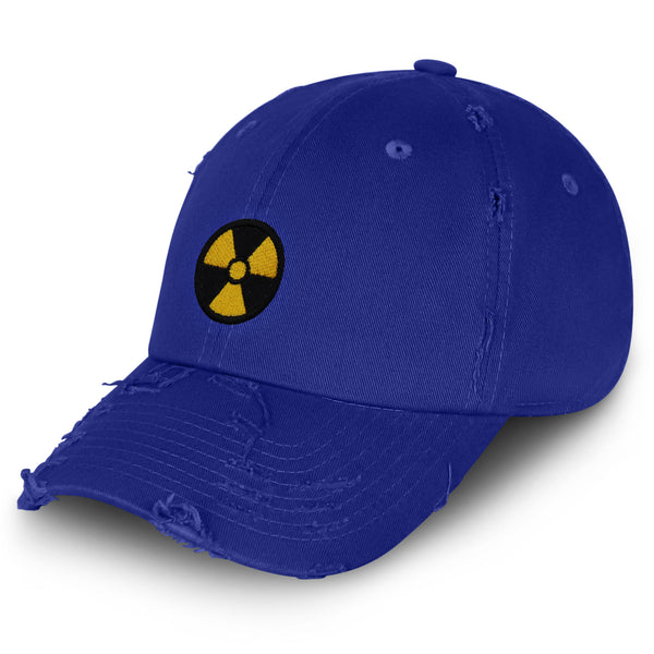 Radioactive Sign Vintage Dad Hat Frayed Embroidered Cap Nuclear