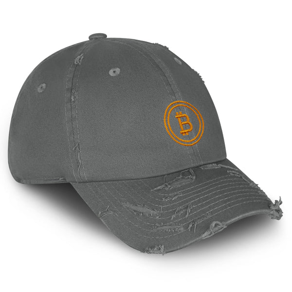 Bitcoin Vintage Dad Hat Frayed Embroidered Cap Cryptocurrency