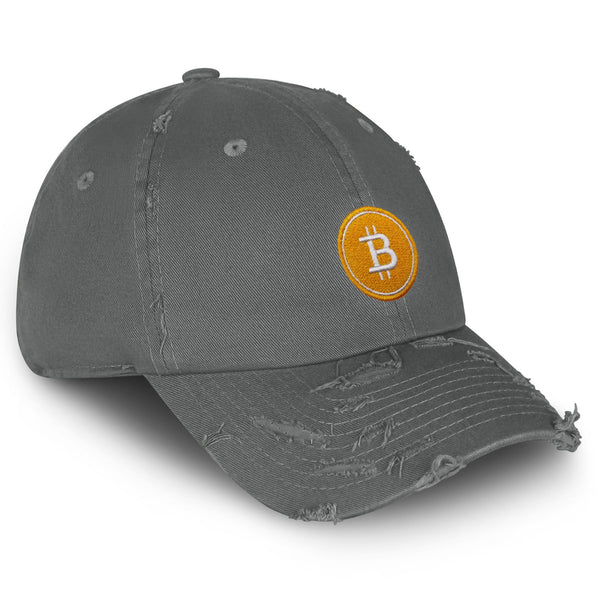 Bitcoin Vintage Dad Hat Frayed Embroidered Cap Cryptocurrency Investing