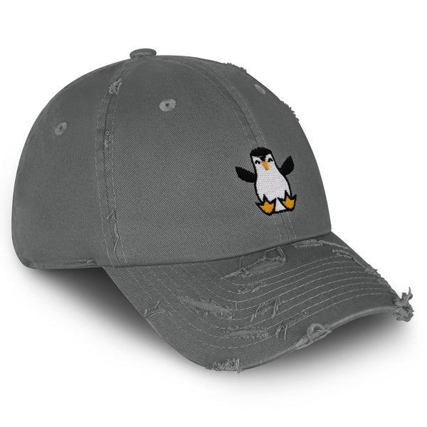 Penguin Vintage Dad Hat Frayed Embroidered Cap Snow Animal