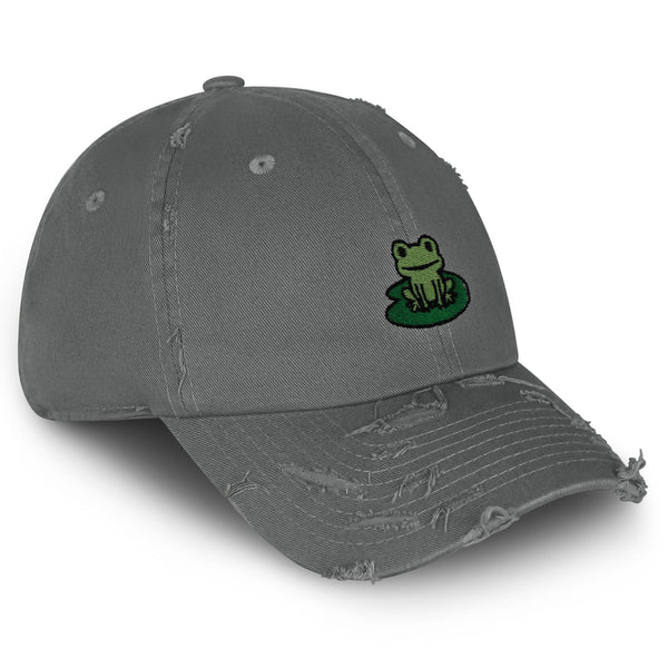 Frog Vintage Dad Hat Frayed Embroidered Cap Frog Pond, Frog