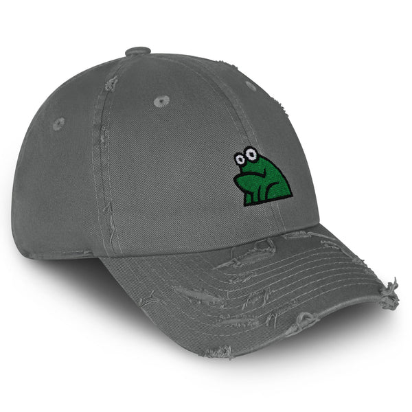 Frog Vintage Dad Hat Frayed Embroidered Cap Funny