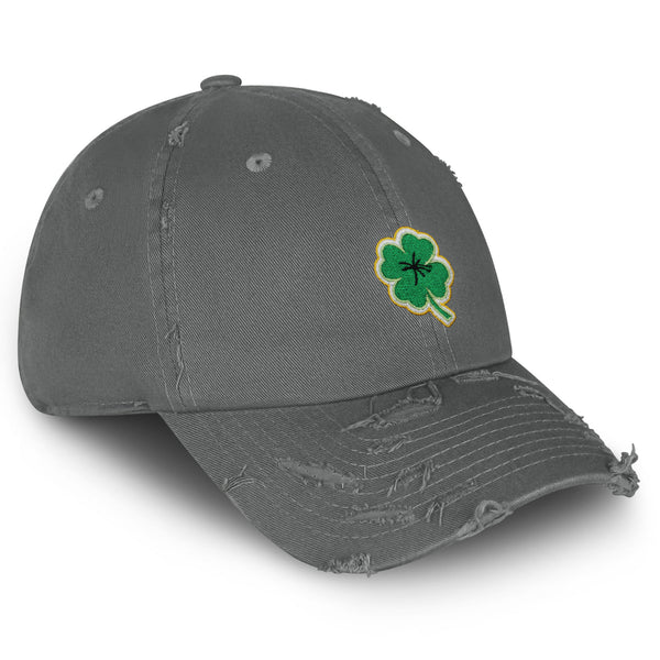 Clover Vintage Dad Hat Frayed Embroidered Cap Lucky Plant