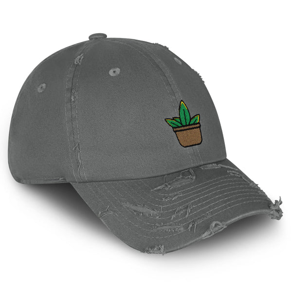 Aloe Plant Vintage Dad Hat Frayed Embroidered Cap Pot