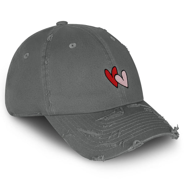 Heart Vintage Dad Hat Frayed Embroidered Cap Cute