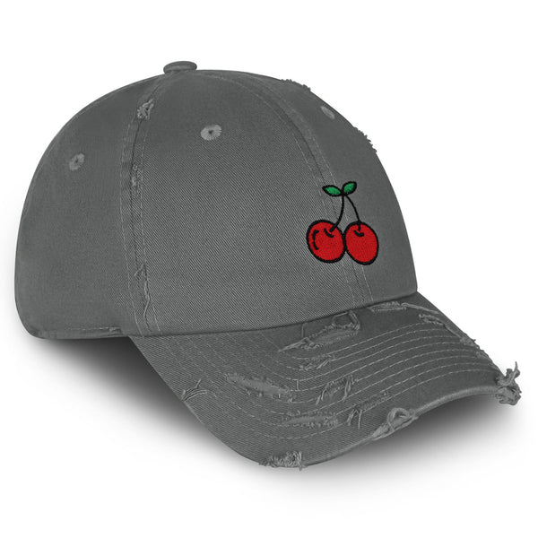 Cherries Vintage Dad Hat Frayed Embroidered Cap Fruit