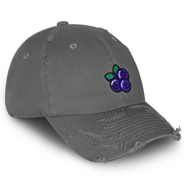 Blueberry Vintage Dad Hat Frayed Embroidered Cap Fruit