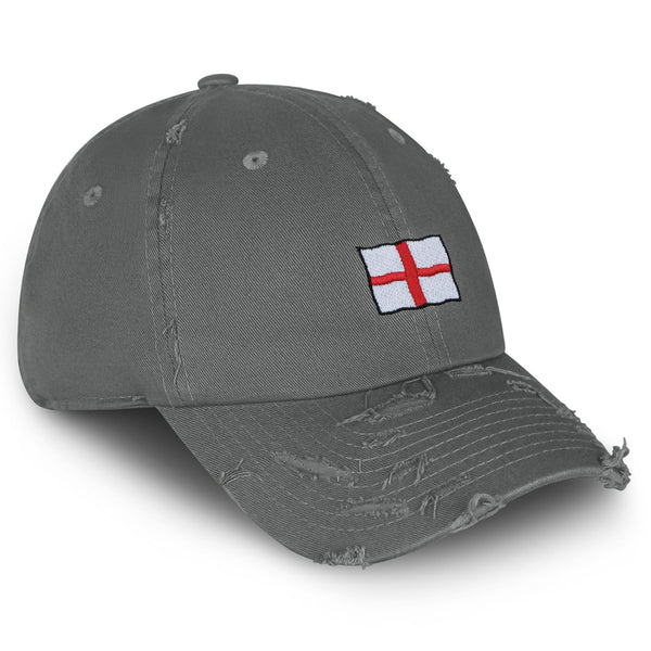 England Flag Vintage Dad Hat Frayed Embroidered Cap Fluttering