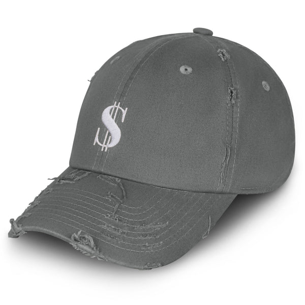 Dollar Sign Vintage Dad Hat Frayed Embroidered Cap Money Cash