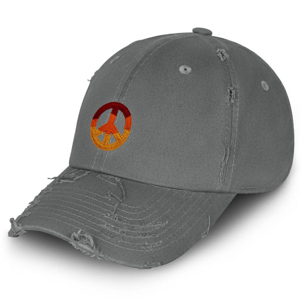 Peace Symbol Vintage Dad Hat Frayed Embroidered Cap Hippie Logo