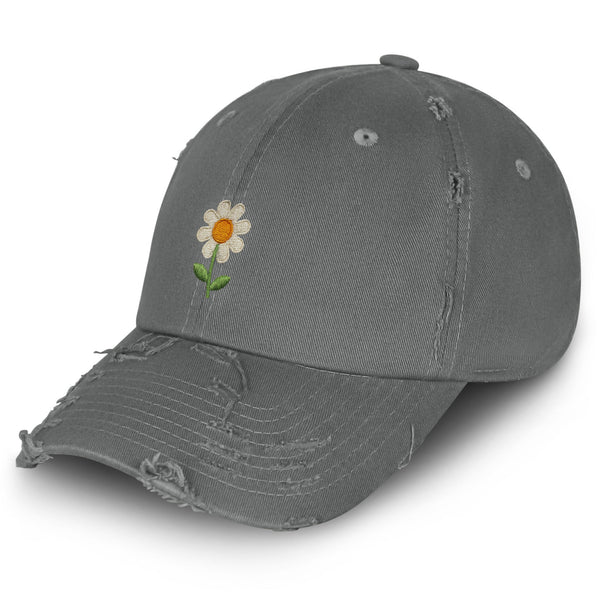 Chamomile Flower Vintage Dad Hat Frayed Embroidered Cap Floral