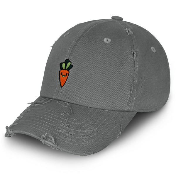 Smiling Carrot Vintage Dad Hat Frayed Embroidered Cap Vegetable Vegan