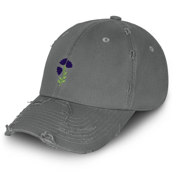 Purple flower Vintage Dad Hat Frayed Embroidered Cap Purple Floral