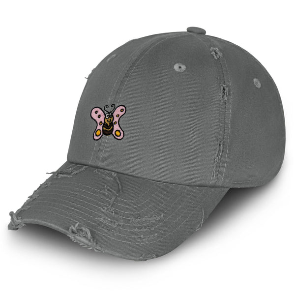 Jackson the Butterfly Vintage Dad Hat Frayed Embroidered Cap Insect Character