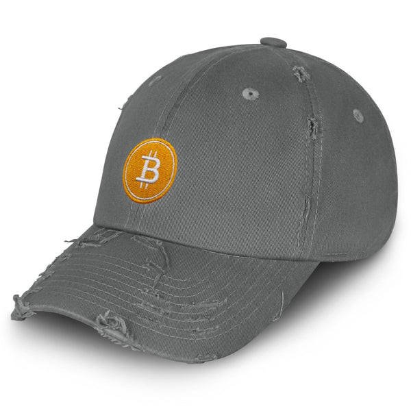 Bitcoin Vintage Dad Hat Frayed Embroidered Cap Cryptocurrency Investing