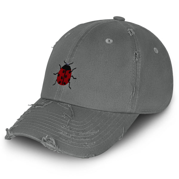 Ladybug Vintage Dad Hat Frayed Embroidered Cap Insect