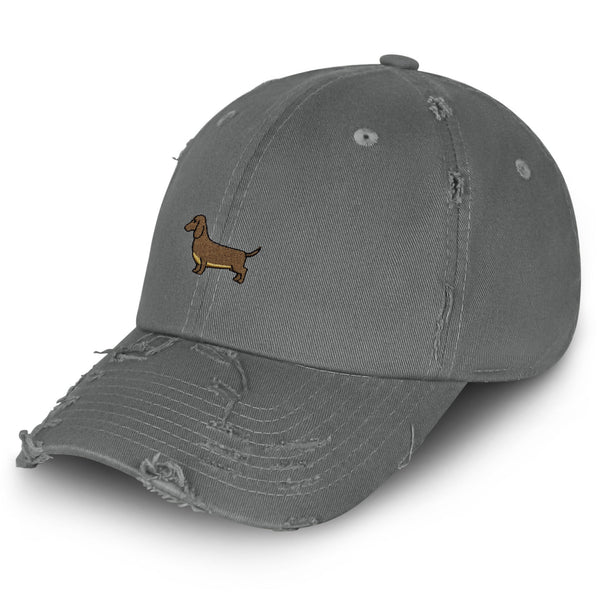 Dachshund Vintage Dad Hat Frayed Embroidered Cap Puppy Dog