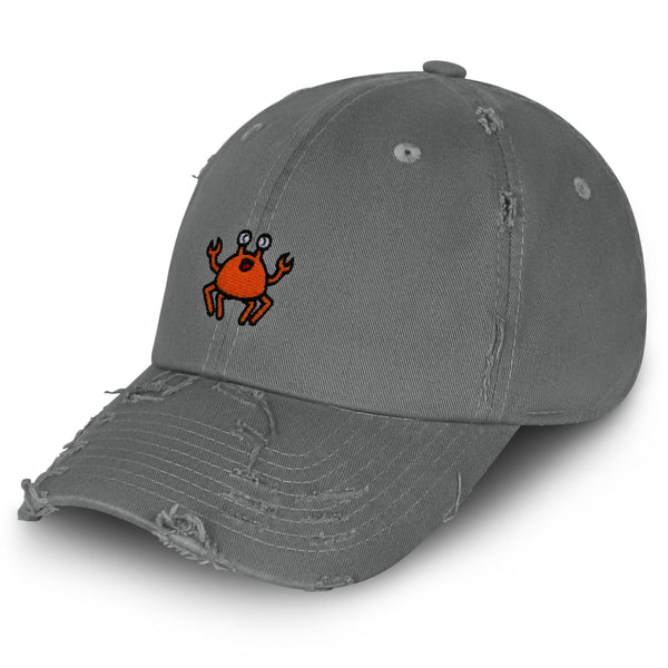 Funny Crab Vintage Dad Hat Frayed Embroidered Cap Ocean Fish, Fishing