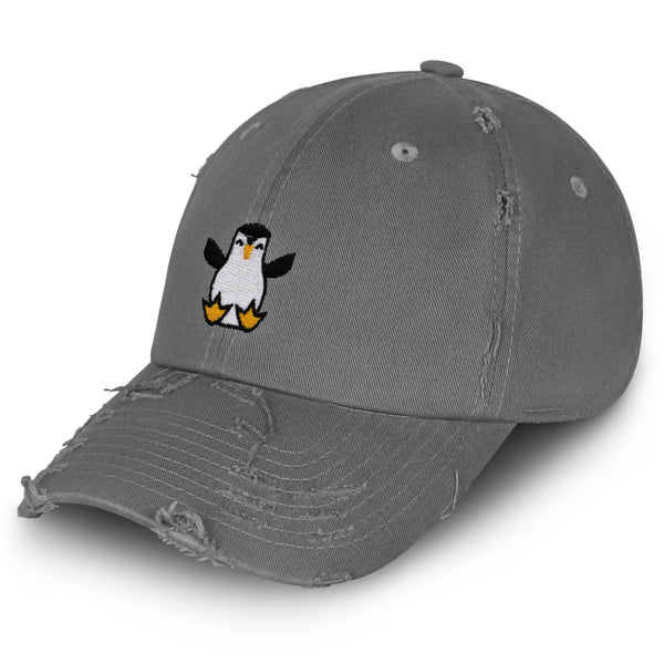 Penguin Vintage Dad Hat Frayed Embroidered Cap Snow Animal