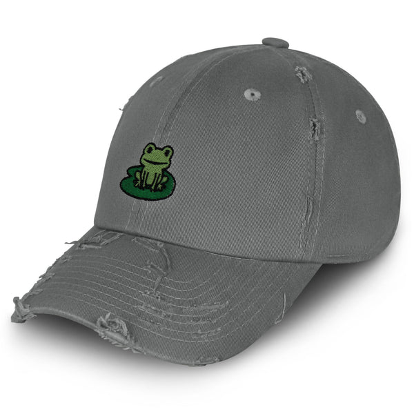 Frog Vintage Dad Hat Frayed Embroidered Cap Frog Pond, Frog