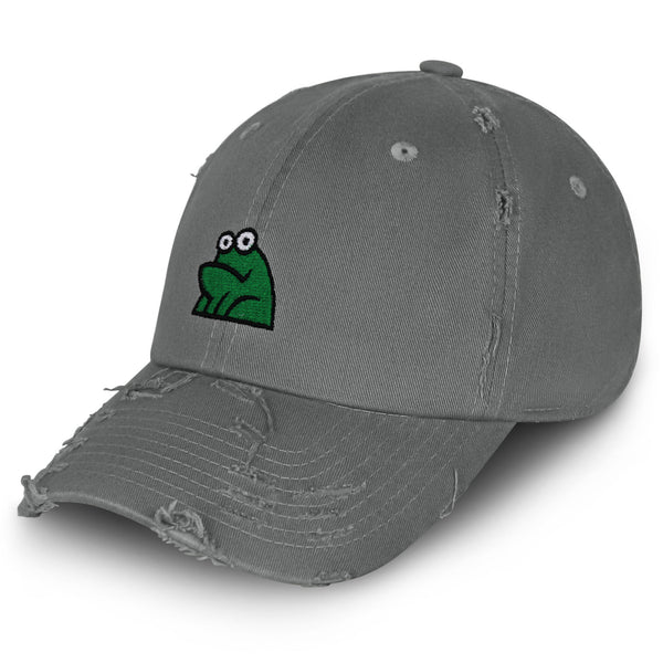 Frog Vintage Dad Hat Frayed Embroidered Cap Funny