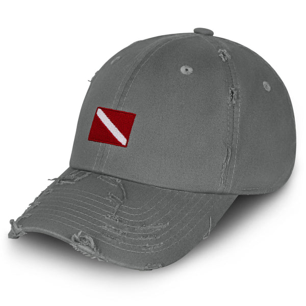 Diving Flag Vintage Dad Hat Frayed Embroidered Cap Flag Symbol