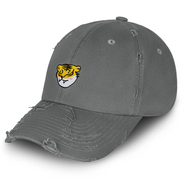 Tiger Vintage Dad Hat Frayed Embroidered Cap Scary Zoo