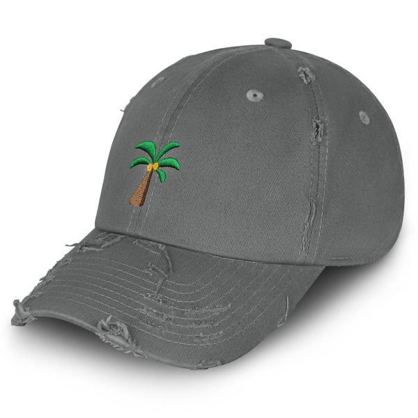 Palm Tree Vintage Dad Hat Frayed Embroidered Cap Coconut