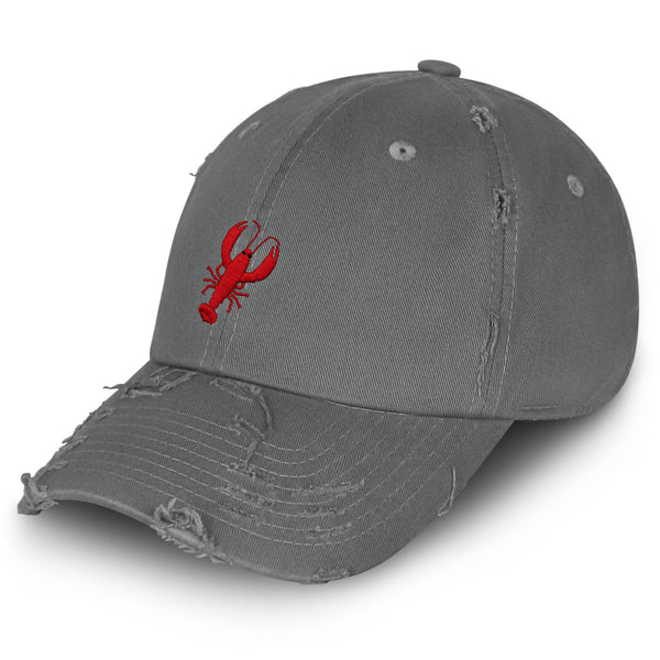 Lobster Vintage Dad Hat Frayed Embroidered Cap Seafood