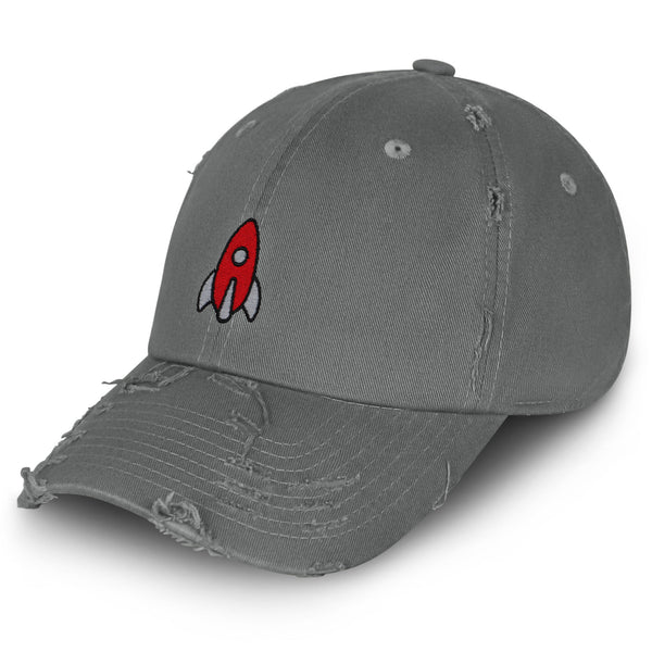 Rocket Vintage Dad Hat Frayed Embroidered Cap Power Launcher