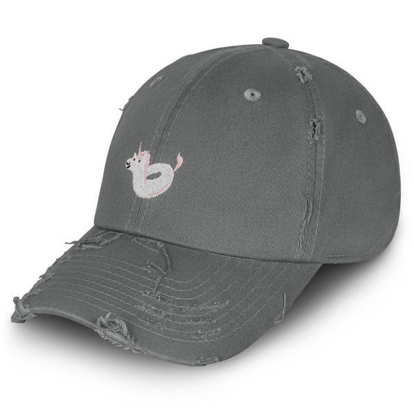 Unicorn Floaty Vintage Dad Hat Frayed Embroidered Cap Swim