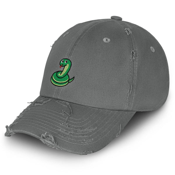 Snake Vintage Dad Hat Frayed Embroidered Cap Scary