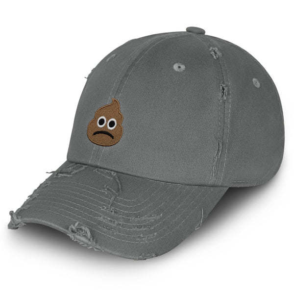 Angry Poop Vintage Dad Hat Frayed Embroidered Cap Funny