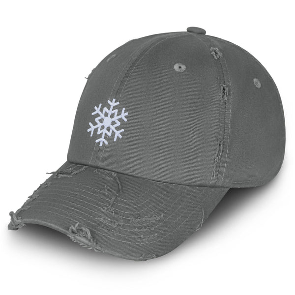 Snowflake Vintage Dad Hat Frayed Embroidered Cap Crystal Symbol