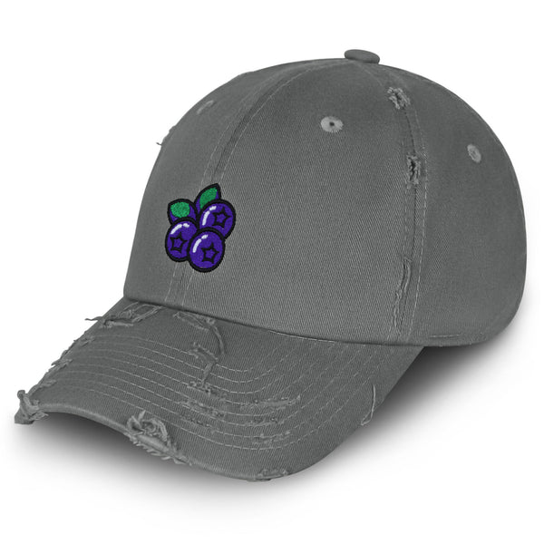 Blueberry Vintage Dad Hat Frayed Embroidered Cap Fruit