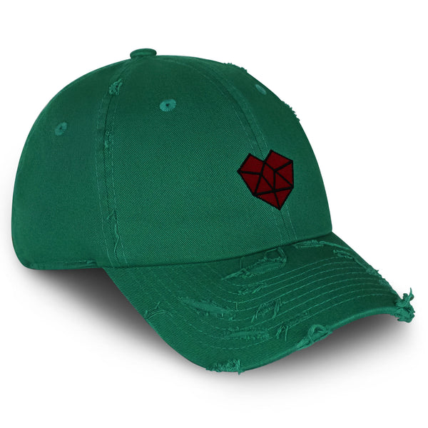 Heart Vintage Dad Hat Frayed Embroidered Cap Health Love