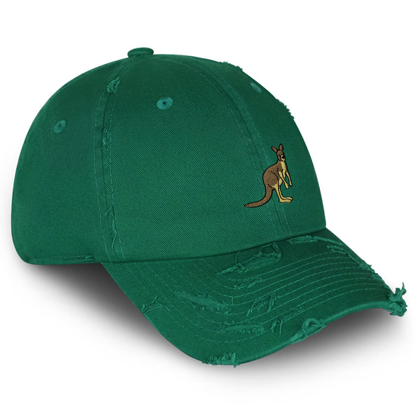 Kangaroo Vintage Dad Hat Frayed Embroidered Cap Australia Animal