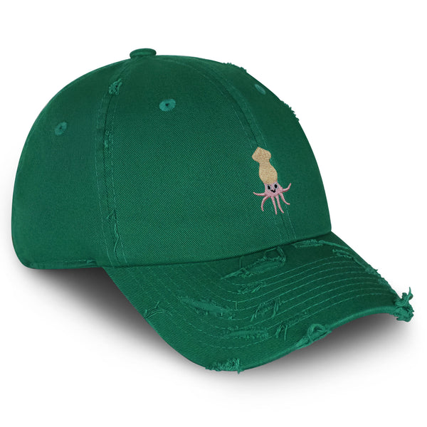 Squid Vintage Dad Hat Frayed Embroidered Cap Game Ocean