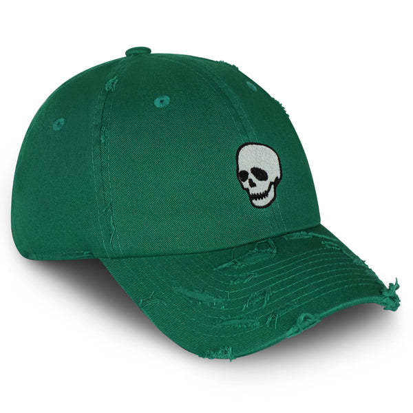 Skeleton Vintage Dad Hat Frayed Embroidered Cap Skull